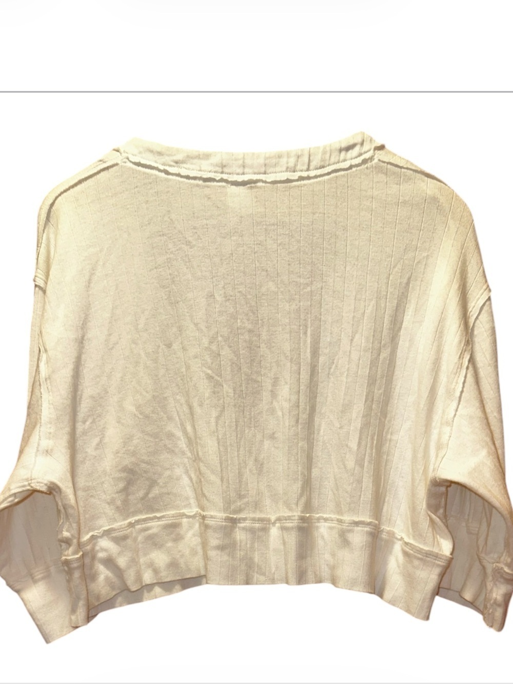We The Free Cream Ribbed Button-Front Cropped Cardigan - Picture 2 of 3